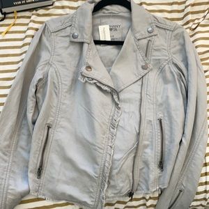 NWT Aeropostale Gray Ruffle Moto Jacket
